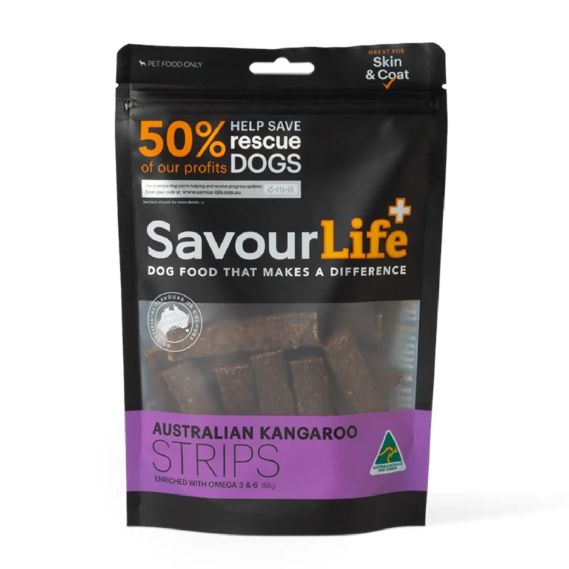 hamster bedding material-SavourLife Kangaroo Strips Dog Treats 165g