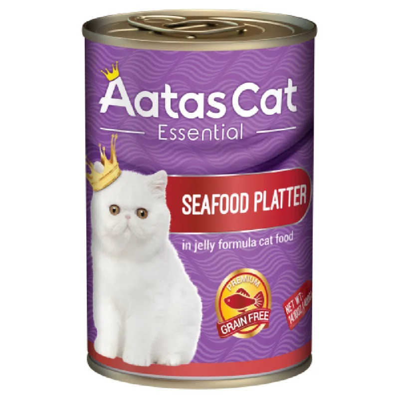 kitten teething ring-Aatas Cat Essential Seafood Platter In Jelly Canned Cat Food 400g