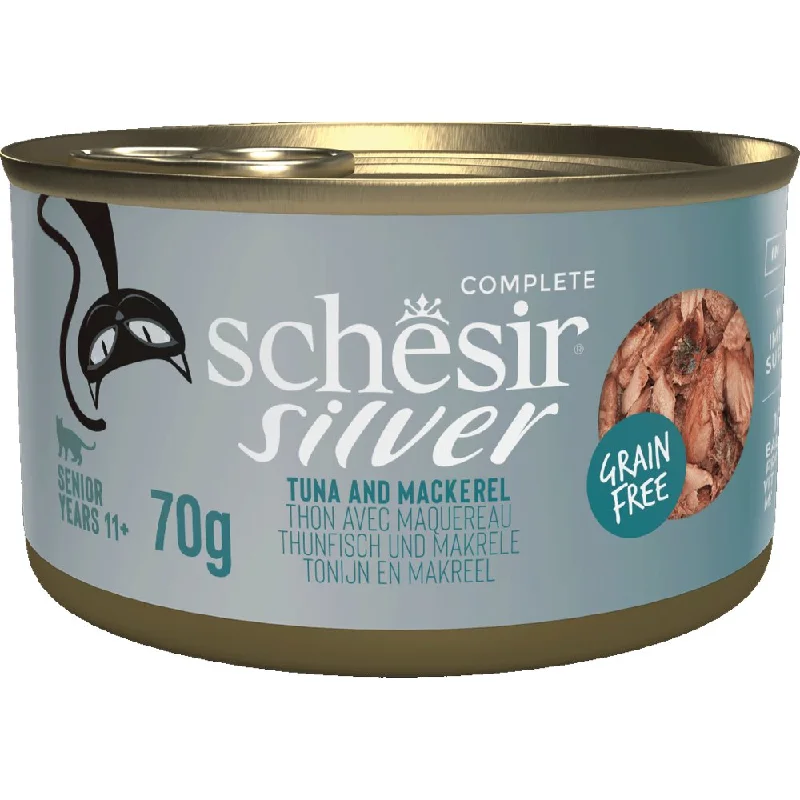 reflective pet harness-15% OFF: Schesir Silver Tuna & Mackerel in Broth Grain-Free Senior Canned Cat Food 70g