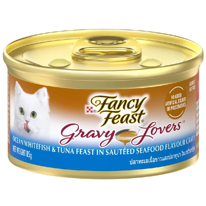 automatic ball launcher for dogs-Fancy Feast Gravy Lovers Ocean Whitefish & Tuna Canned Cat Food 85g