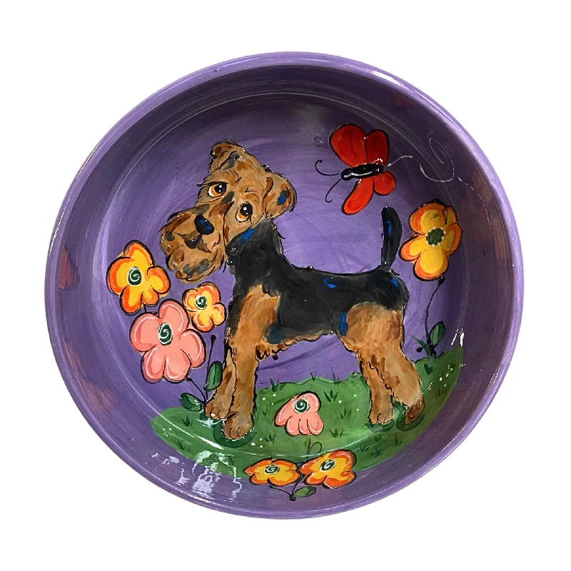 large dog food storage-Woof-Whimsy Airedale Artisan Bowl