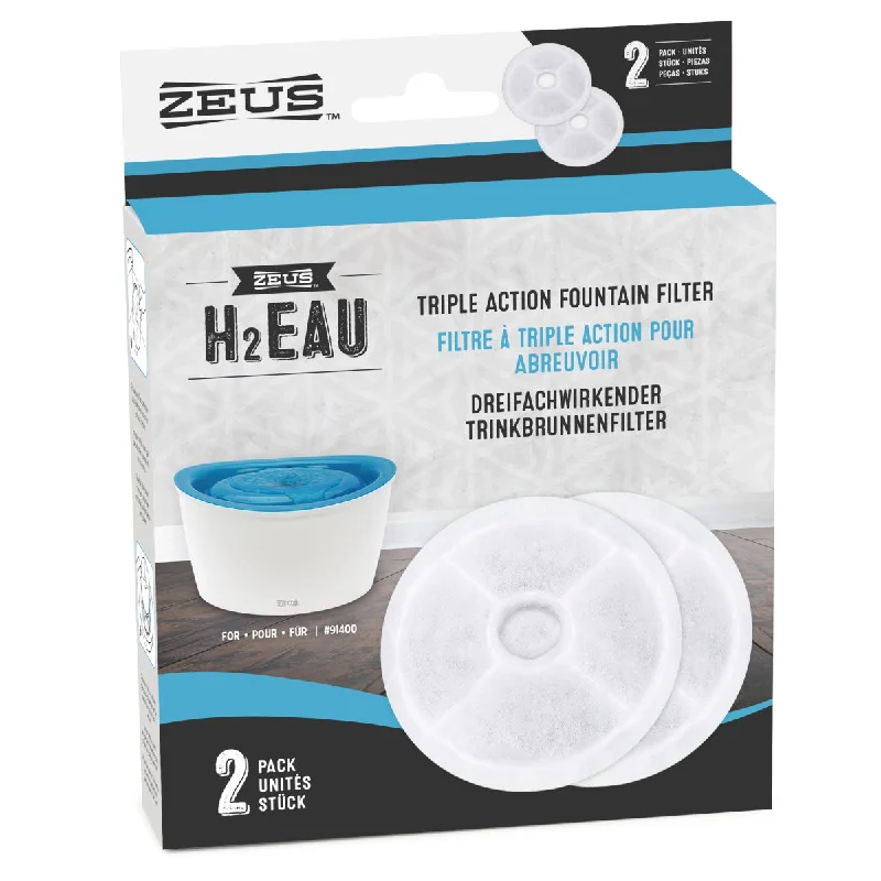 bird cage accessories-Zeus H2EAU Triple Action Fountain Filters - 2 pack