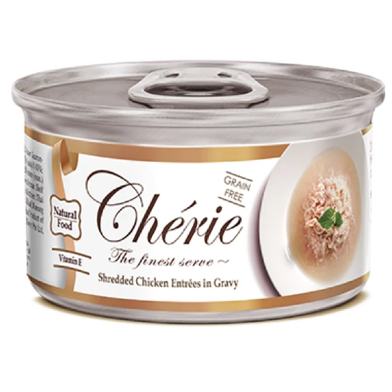 smart dog door-Cherie Shredded Chicken Entrées In Gravy Canned Cat Food 80g