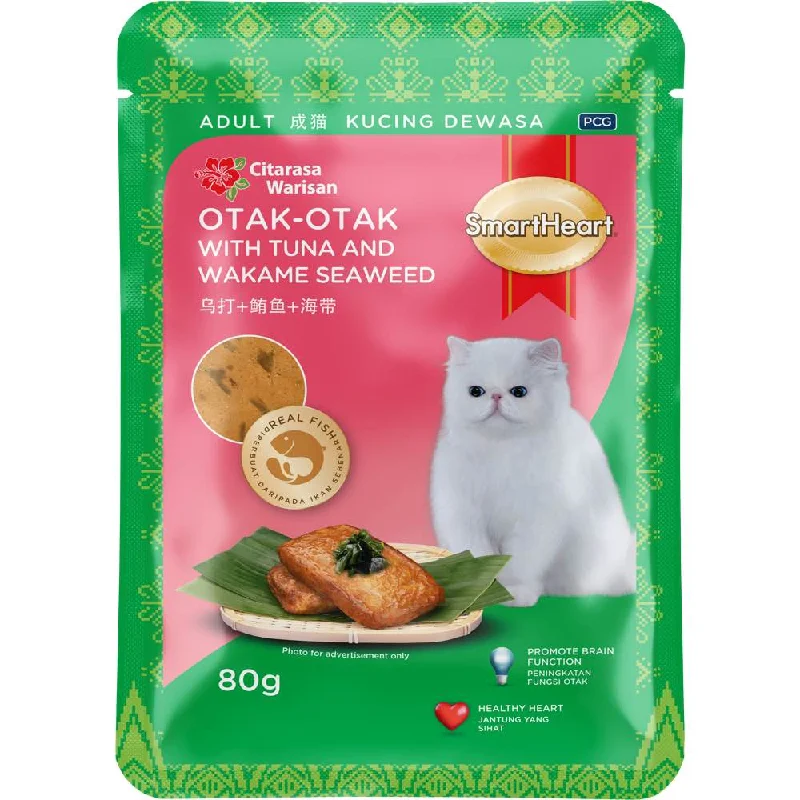 hamster chew sticks-Smartheart Otak Otak With Tuna & Wakame Seaweed Adult Pouch Cat Food 80g x 12