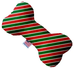 senior dog orthopedic bed-Christmas Stripes Canvas Squeaker Bone Dog Toy