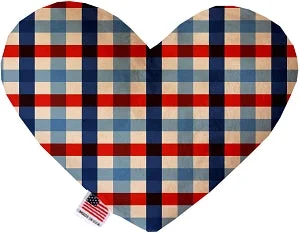 hamster chew sticks-Patriotic Plaid Canvas Squeaker Heart Dog Toy