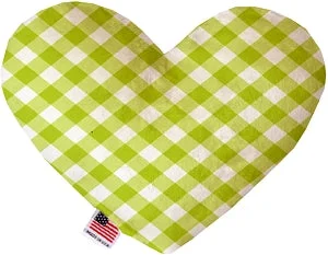 automatic dog water dispenser-Lime Green Plaid Squeaker Heart Dog Toy