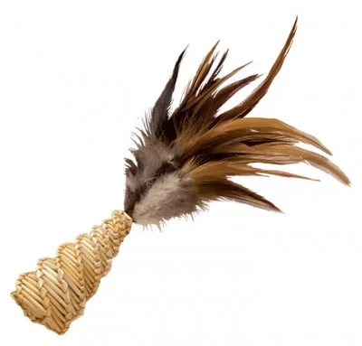 heavy-duty dog leash-Kong Straw Cone With Feathers Cat Toy