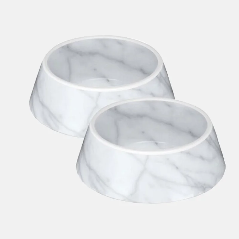 cat claw protector caps-Carrara Marble Pet Bowl