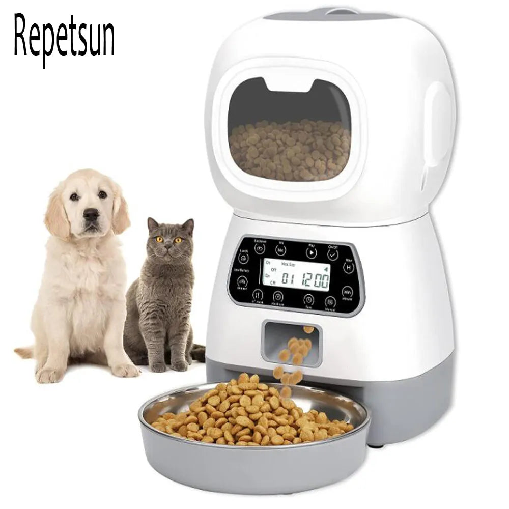 automatic pet feeder-3.5L Automatic Pet Feeder Smart Food Dispenser For Cats Dogs Timer Stainless Steel Bowl  Auto Dog Cat Pet Feeding Pet Supplies