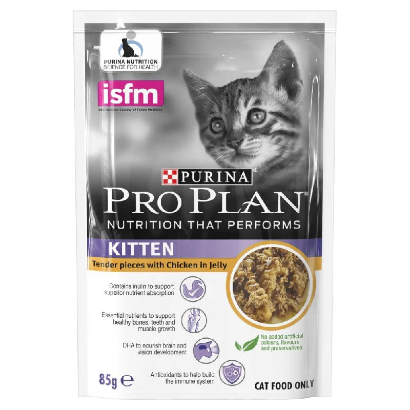 spill-proof pet travel bowl-'Trial Special 50% OFF': Pro Plan Chicken In Jelly Kitten Pouch Cat Food 85gx1