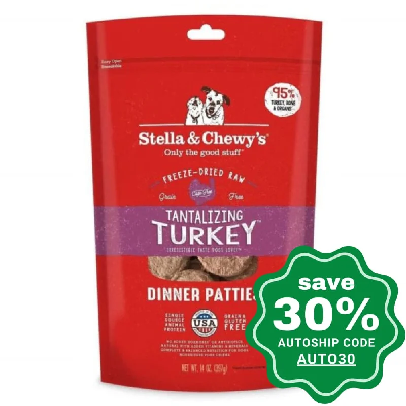 chew-resistant cat toy-Stella & Chewy's - Freeze Dried Dog Dinner Patties - Tantalizing Turkey - 14OZ