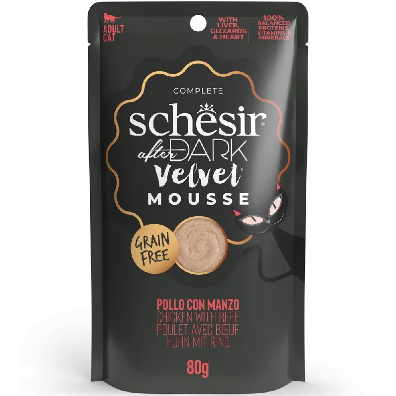 waterproof pet raincoat-15% OFF: Schesir After Dark Velvet Mousse Chicken With Beef Grain-Free Adult Pouch Cat Food 80g