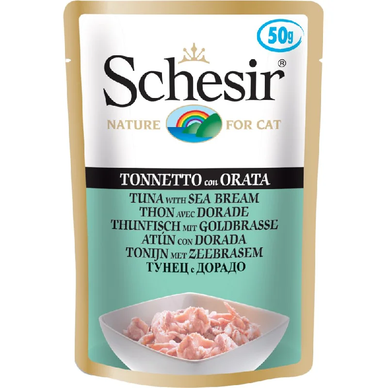 adjustable dog harness-Schesir Tuna With Seabream Adult Pouch Cat Food 50g x 12