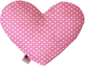 luxury pet stroller-Pink Polka Dots Canvas Squeaker Heart Dog Toy