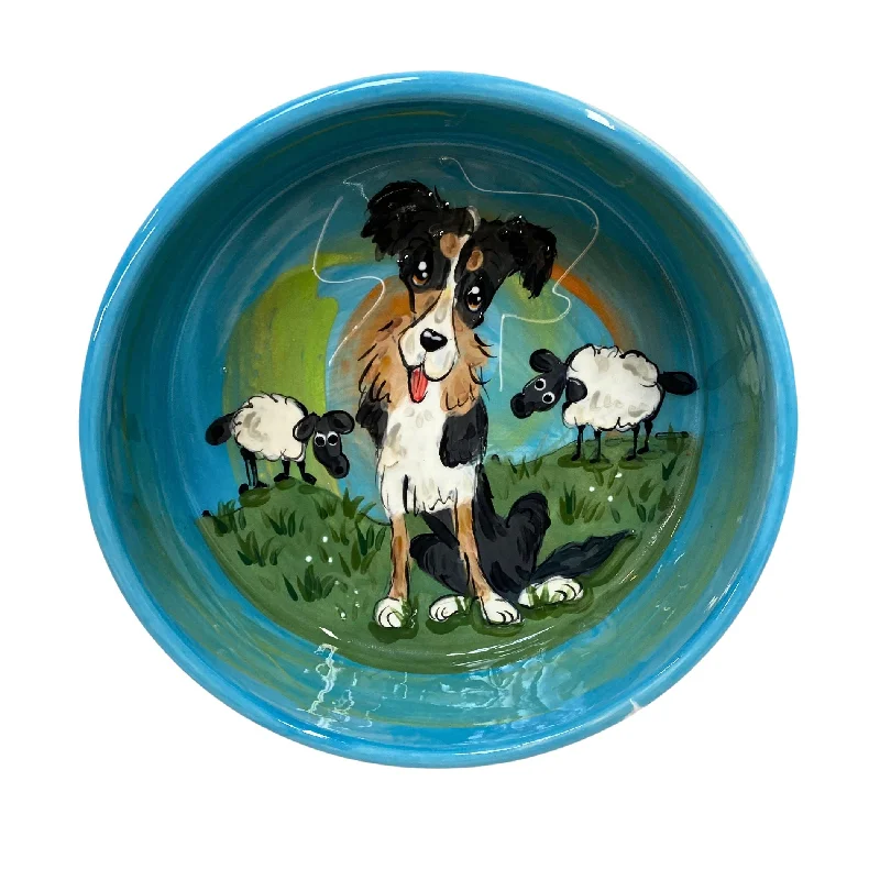 hamster maze habitat-"Shepherd's Delight" Hand-Painted Border Collie Bowl