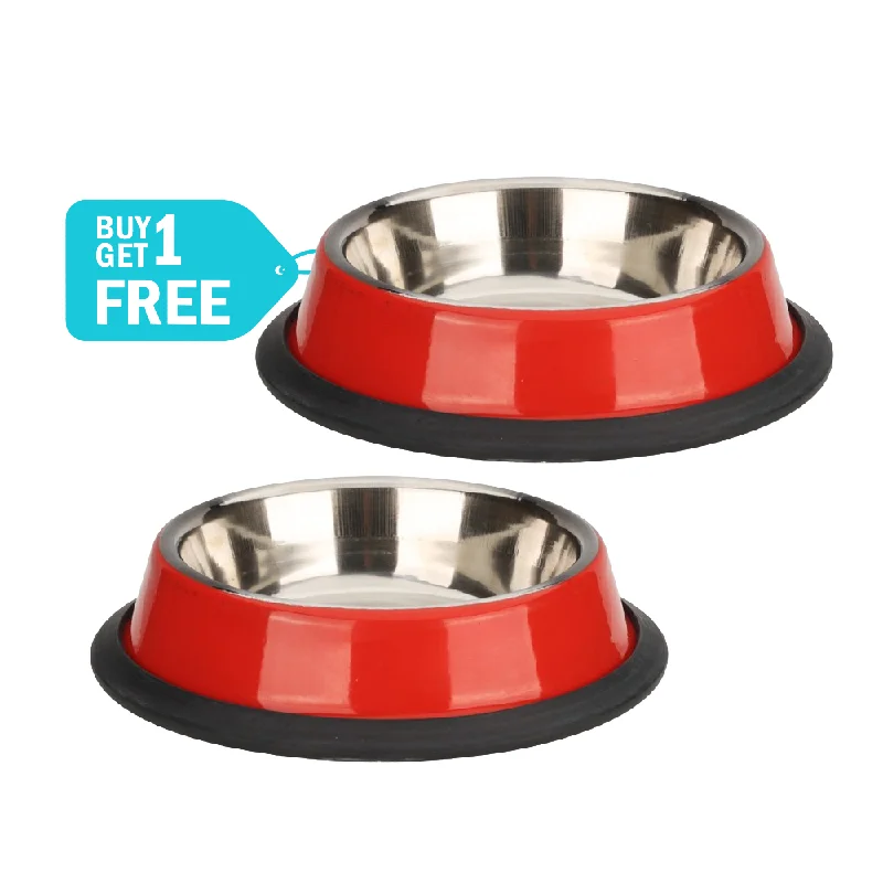 motion-activated cat toy-Skatrs Anti Skid Glossy Bowl for Dogs and Cats (Red) (Buy 1 Get 1)