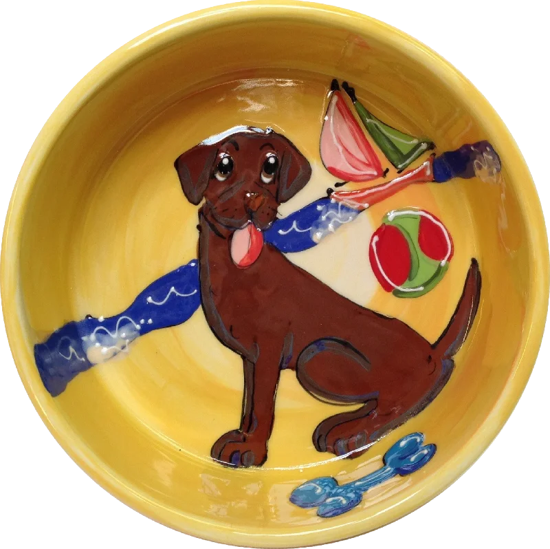 indestructible puppy chew toy-Chocolate Labrador Dog Bowl