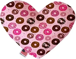 chew-resistant dog bed-Pink Donuts Canvas Squeaker Heart Dog Toy