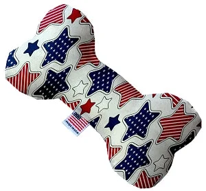 travel-friendly pet grooming kit-Patriotic Stars Stuffing Free Squeaker Bone Dog Toy