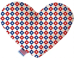 designer dog collar-Patriotic Checkered Stars Canvas Squeaker Heart Dog Toy