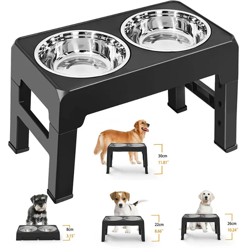 bird-safe cage disinfectant-Dog Bowls Double Adjustable Elevated Feeder Pet Feeding Raise Stainless Steel Cat Food Water Bowls with Stand Lift Dining Tabel