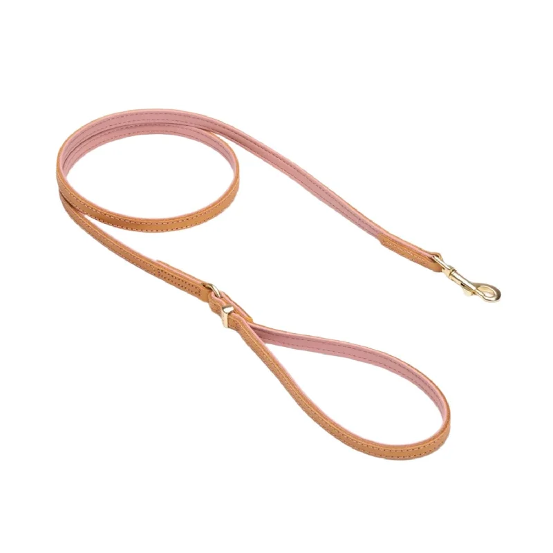 indoor dog potty solution-EzyDog Oxford Leather Dog Lead LITE Blush