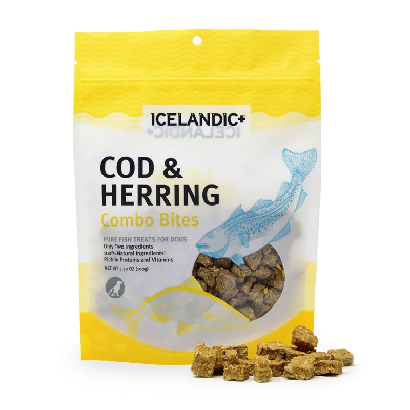 double dog leash-Icelandic+ Cod & Herring Combo Bites Dog Treats 100g