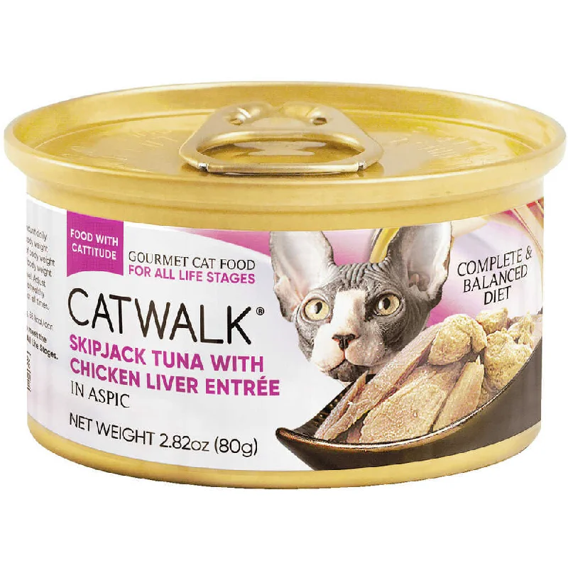 designer dog collar-Catwalk Skipjack Tuna With Chicken Liver Entree In Aspic Canned Cat Food 80g