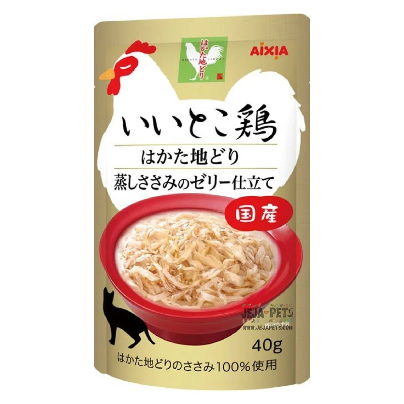 orthopedic cat bed-Aixia Iitoko Dori Hakata Jidori Steamed Chicken With Jelly Pouch Cat Food 40g x 12