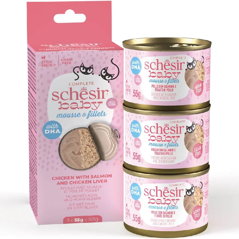 indestructible dog toy-15% OFF: Schesir Baby Mousse & Fillets Chicken With Salmon & Chicken Liver Grain-Free Kitten Canned Cat Food 55g x 3