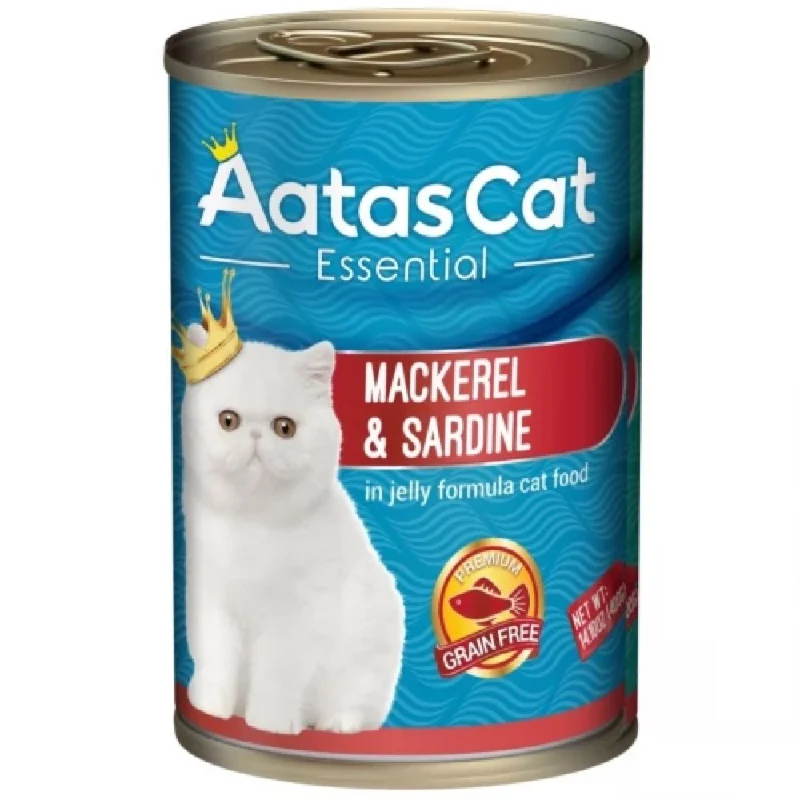 heavy-duty dog leash-Aatas Cat Essential Mackerel & Sardine In Jelly Canned Cat Food 400g