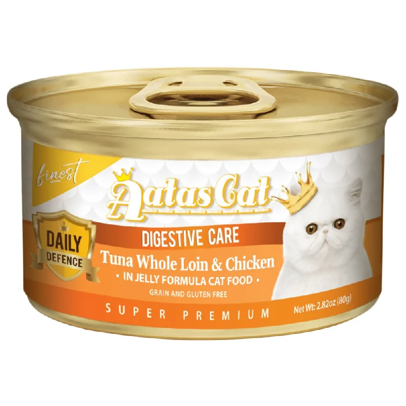 cat grass growing kit-Aatas Cat Finest Daily Defence Digestive Care - Tuna Whole Loin & Chicken in Jelly Canned Cat Food 80g