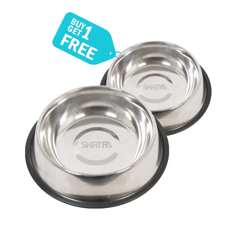 cat grass growing kit-Skatrs Anti Skid Stainless Steel Bowl for Dogs and Cats (Buy 1 Get 1)