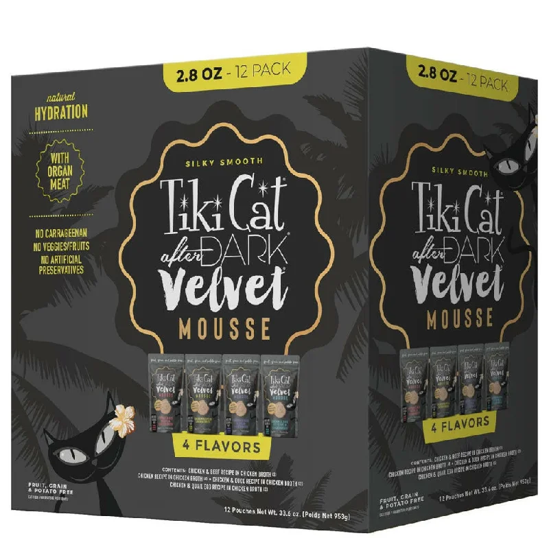 bird-safe cage disinfectant-Tiki Cat After Dark Velvet Mousse Grain-Free Wet Food for Cats- Variety Pack (2.8 oz x 12 pouches)