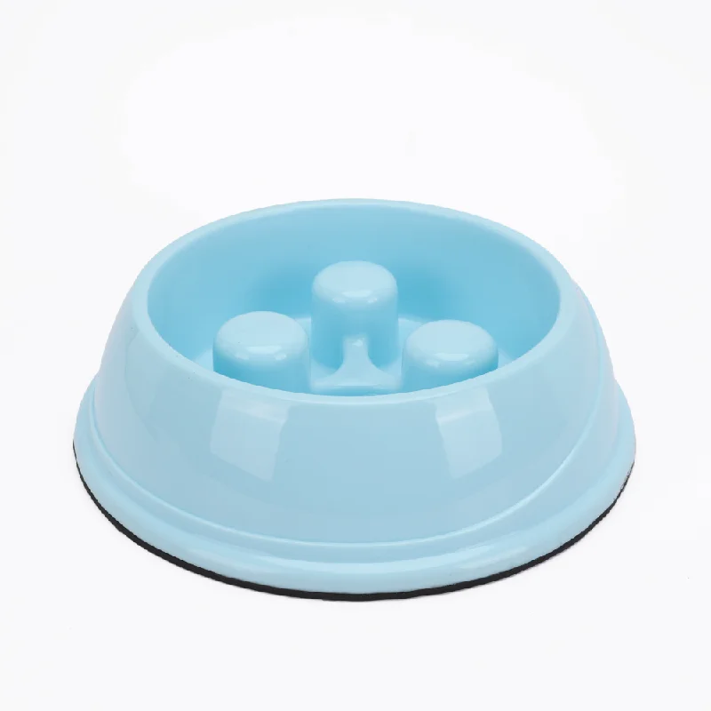 retractable cat tunnel-Skatrs Antiskid Slow Feeder Bowl for Dogs and Cats (Blue)