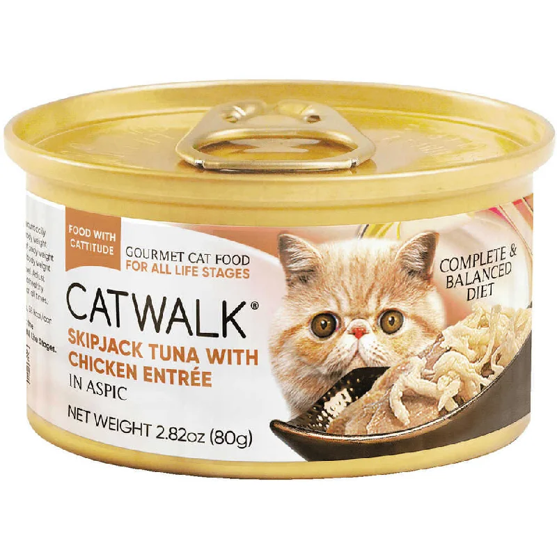 heavy-duty pet gate-Catwalk Skipjack Tuna With Chicken Entree In Aspic Canned Cat Food 80g