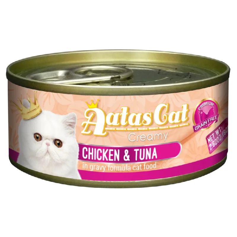 orthopedic dog mattress-Aatas Cat Creamy Chicken & Tuna In Gravy Canned Cat Food 80g