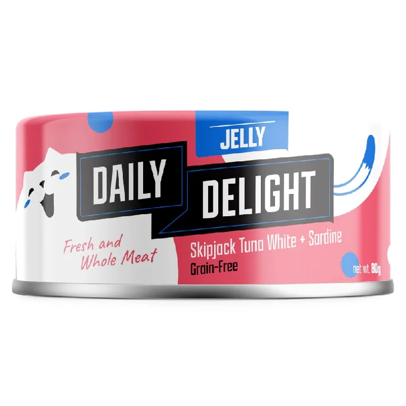 hamster bedding material-Daily Delight Skipjack Tuna White with Sardine in Jelly Canned Cat Food 80g