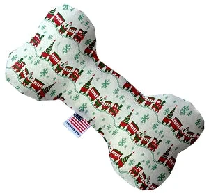 waterproof dog bed-Christmas Trains Canvas Squeaker Bone Dog Toy