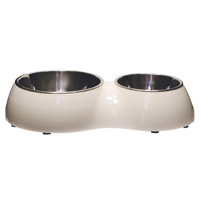 anti-anxiety pet bed-Catit Double Diner Cat Bowls White