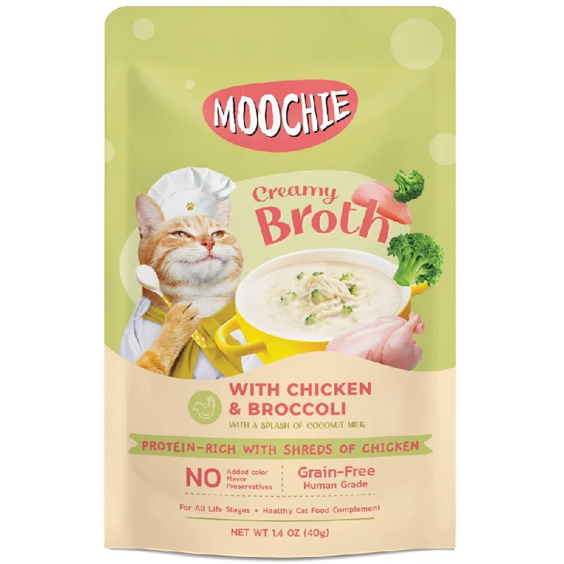 retractable dog leash-20% OFF: Moochie Creamy Broths With Chicken & Broccoli Grain-Free Pouch Cat Food 40g x 16