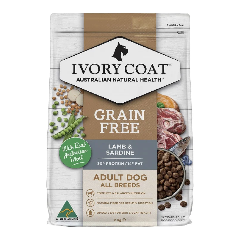 bird-safe cage liner-Ivory Coat Grain Free Lamb & Sardine Adult Dry Dog Food