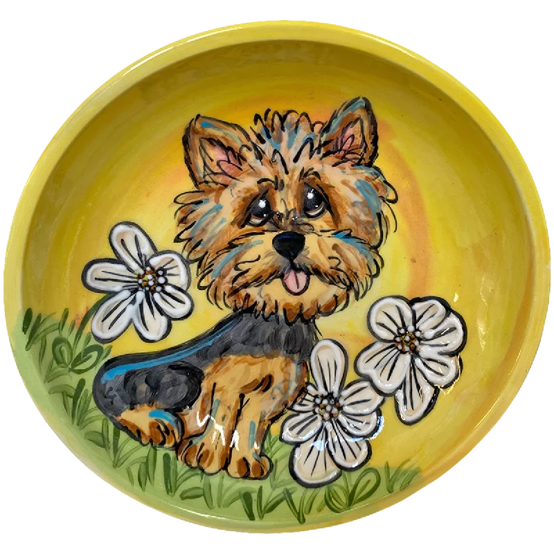 cat scratching post-Flower Daze Yorkie by Debby Carman