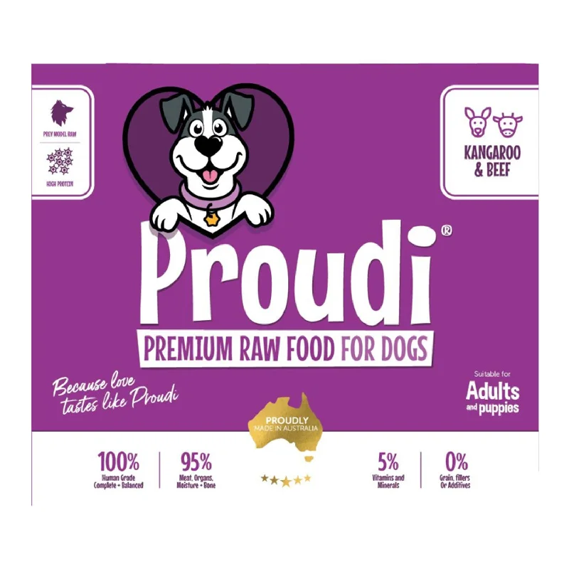 slow feeder dog bowl-Proudi Premium Kangaroo & Beef Raw Dog Food 2.4kg