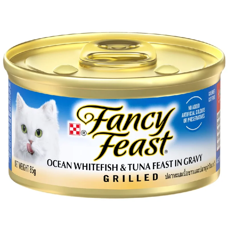 interactive bird toy-Fancy Feast Grilled Ocean Whitefish & Tuna Feast In Gravy Canned Cat Food 85g