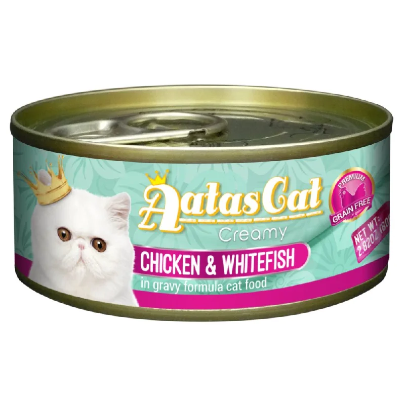 cooling mat for dogs-Aatas Cat Creamy Chicken & Whitefish In Gravy Canned Cat Food 80g