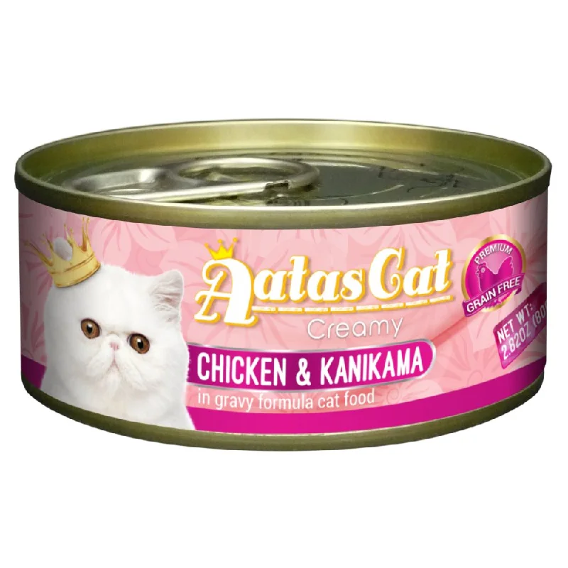 organic catnip spray-Aatas Cat Creamy Chicken & Kanikama In Gravy Canned Cat Food 80g