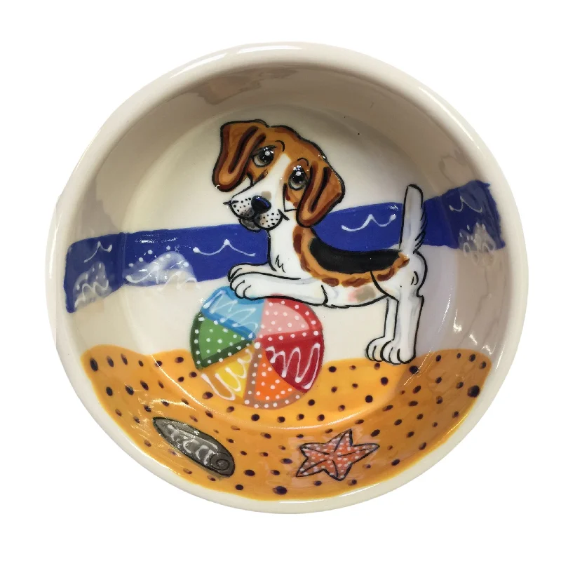 small animal playpen-Handmade Beagle Beach Ballin Ceramic Dog Bowl