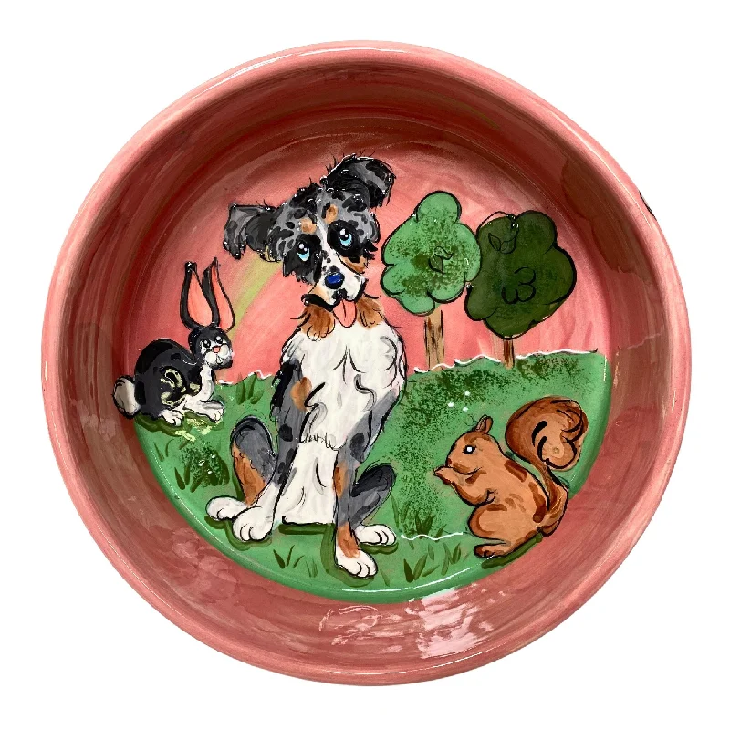 indestructible dog toy-"Woodland Whimsy" Hand-Painted Dog Bowl - "Animal Companions" Collection